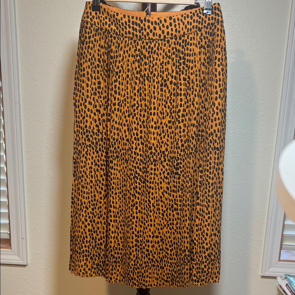 J. Crew Spotted Midi Skirt in Orange and Black
